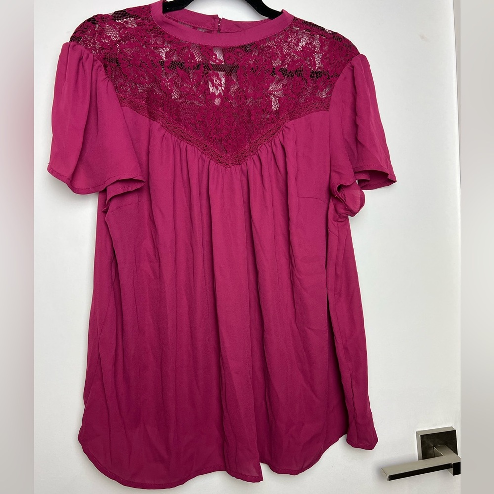 Pink Blouse with Lace Top